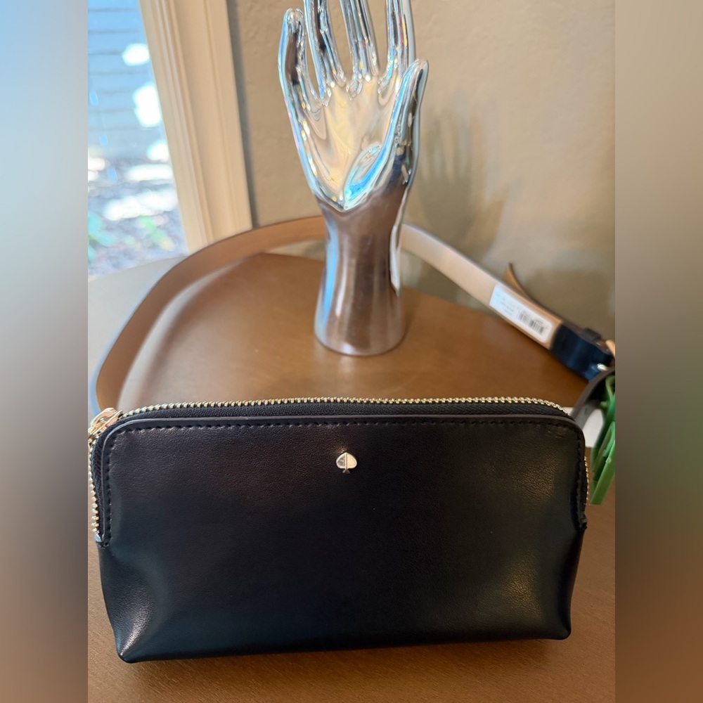 Kate Spade Black Leather Belt Bag with Gold Accents- NWT